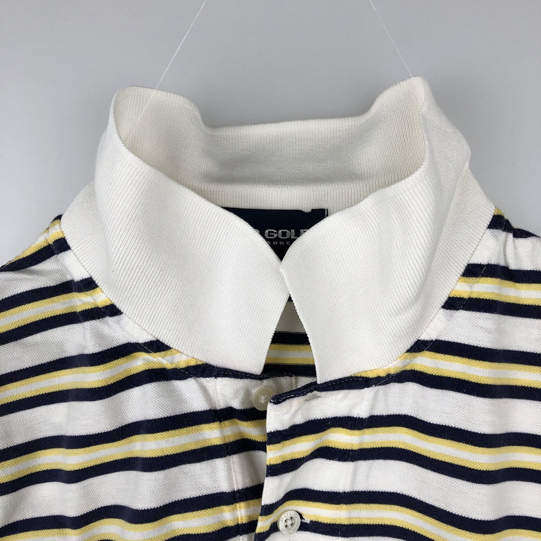 Ralph Lauren POLO GOLF Multi-border short sleeve striped polo shirt Men's XL size cotton white type Vintage Second Hand