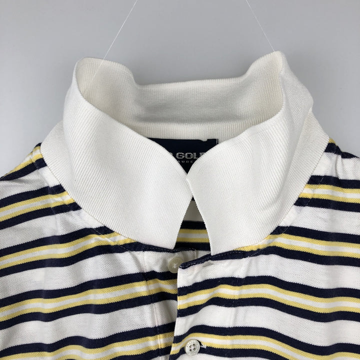 Ralph Lauren POLO GOLF Multi-border short sleeve striped polo shirt Men's XL size cotton white type Vintage Second Hand