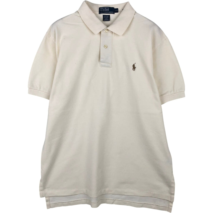 Ralph Lauren POLO by Ralph Lauren short sleeve polo shirt, men's size L cotton unbleached Vintage Second Hand