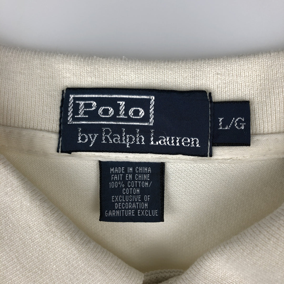 Ralph Lauren POLO by Ralph Lauren short sleeve polo shirt, men's size L cotton unbleached Vintage Second Hand