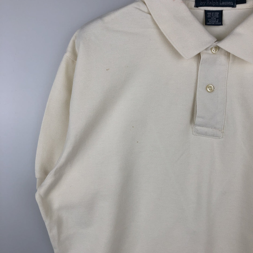 Ralph Lauren POLO by Ralph Lauren short sleeve polo shirt, men's size L cotton unbleached Vintage Second Hand