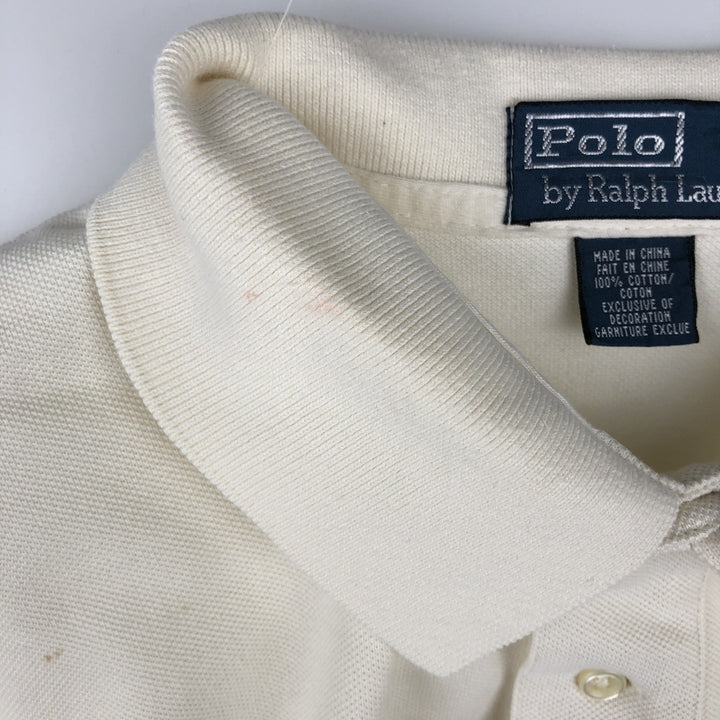 Ralph Lauren POLO by Ralph Lauren short sleeve polo shirt, men's size L cotton unbleached Vintage Second Hand