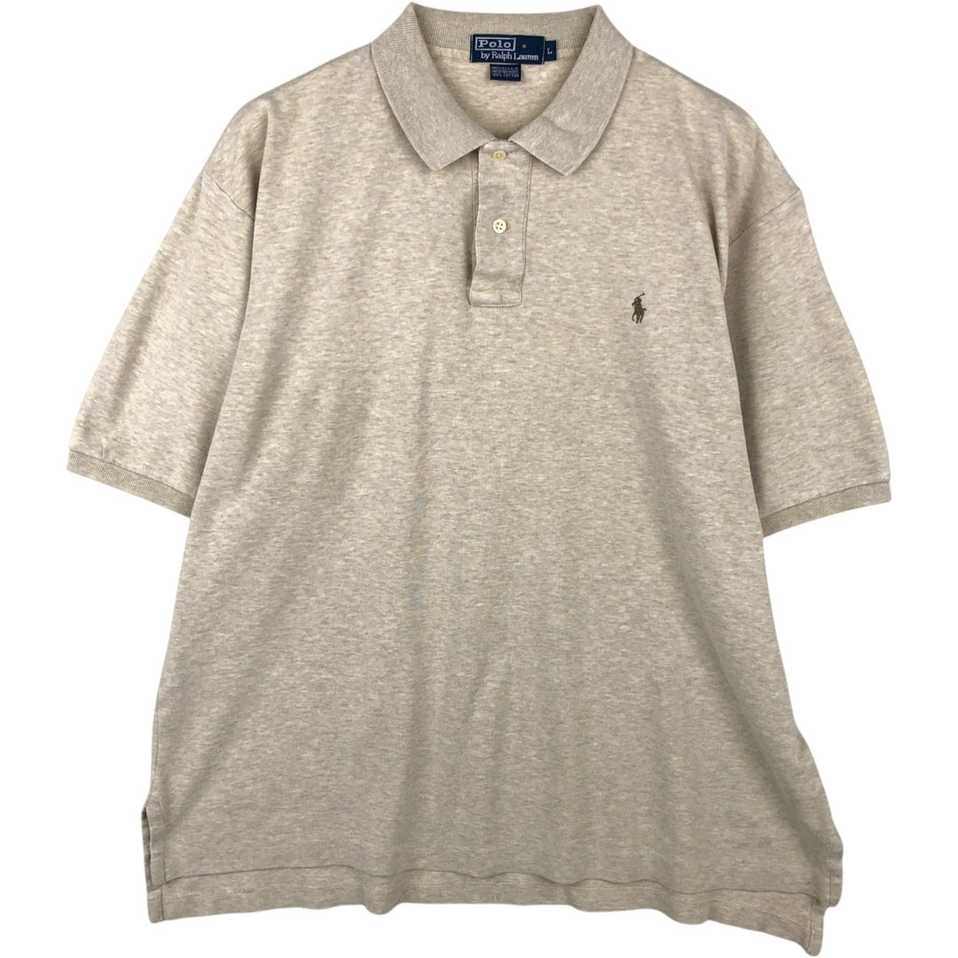 Ralph Lauren POLO by Ralph Lauren short-sleeved polo shirt, Made in USA, Men's size L cotton unbleached Vintage Second Hand