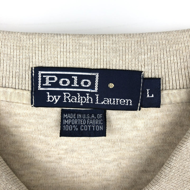 Ralph Lauren POLO by Ralph Lauren short-sleeved polo shirt, Made in USA, Men's size L cotton unbleached Vintage Second Hand