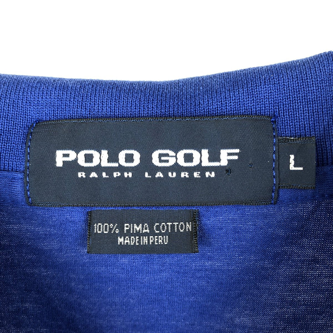 Ralph Lauren POLO GOLF Polo Golf short sleeve polo shirt for men size L Pima Cotton blue type Vintage Second Hand