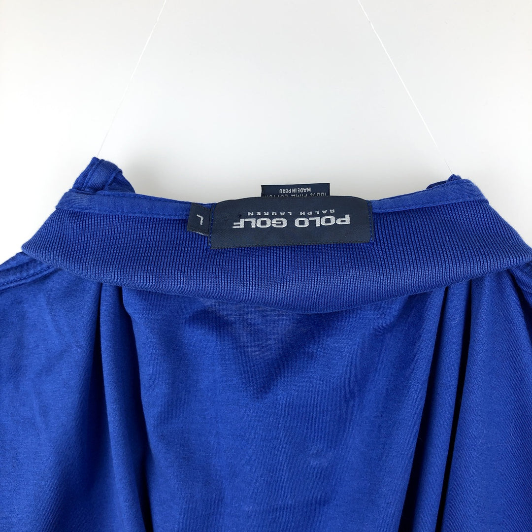 Ralph Lauren POLO GOLF Polo Golf short sleeve polo shirt for men size L Pima Cotton blue type Vintage Second Hand