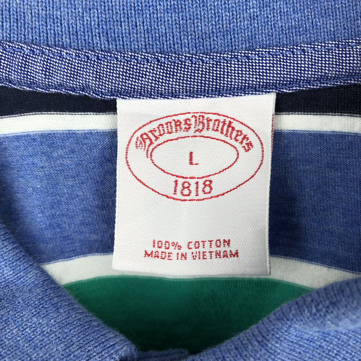 Brooks Brothers 1818 Short-Sleeve Striped Polo Shirt, Men's Size L (approx.) cotton Blue type light blue Vintage Second Hand