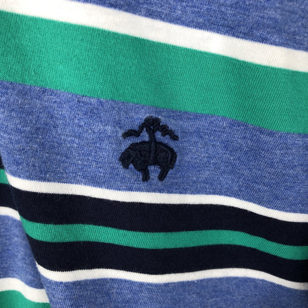 Brooks Brothers 1818 Short-Sleeve Striped Polo Shirt, Men's Size L (approx.) cotton Blue type light blue Vintage Second Hand