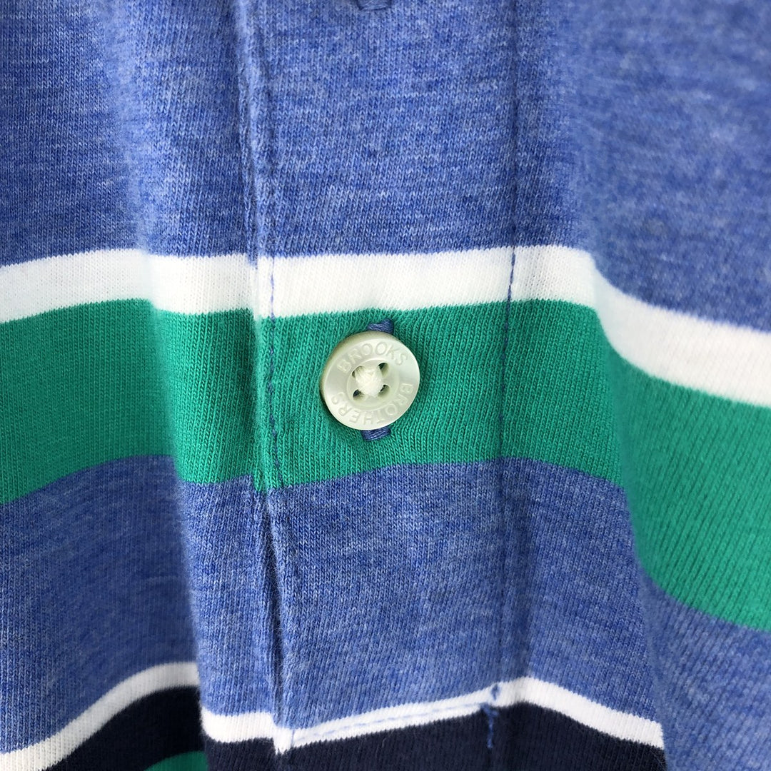 Brooks Brothers 1818 Short-Sleeve Striped Polo Shirt, Men's Size L (approx.) cotton Blue type light blue Vintage Second Hand