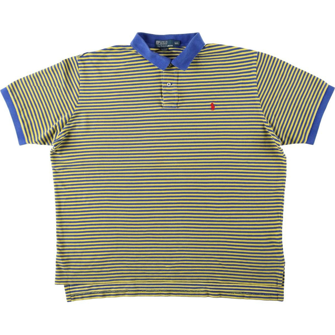 Ralph Lauren POLO by Ralph Lauren short sleeve striped polo shirt, men's XXL size cotton yellow type Vintage Second Hand