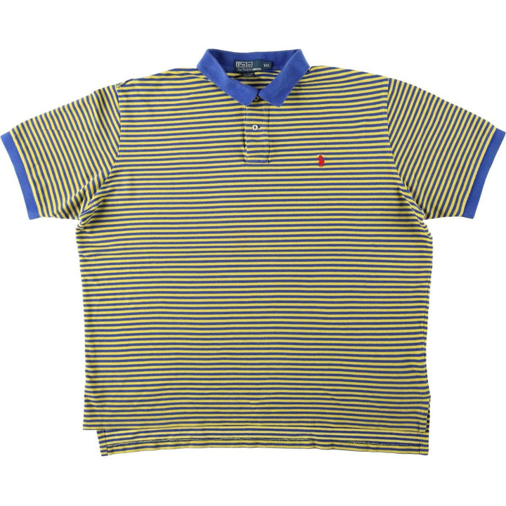 Ralph Lauren POLO by Ralph Lauren short sleeve striped polo shirt, men's XXL size cotton yellow type Vintage Second Hand