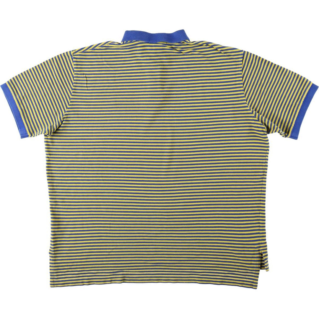 Ralph Lauren POLO by Ralph Lauren short sleeve striped polo shirt, men's XXL size cotton yellow type Vintage Second Hand