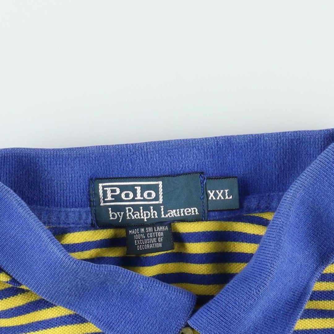 Ralph Lauren POLO by Ralph Lauren short sleeve striped polo shirt, men's XXL size cotton yellow type Vintage Second Hand