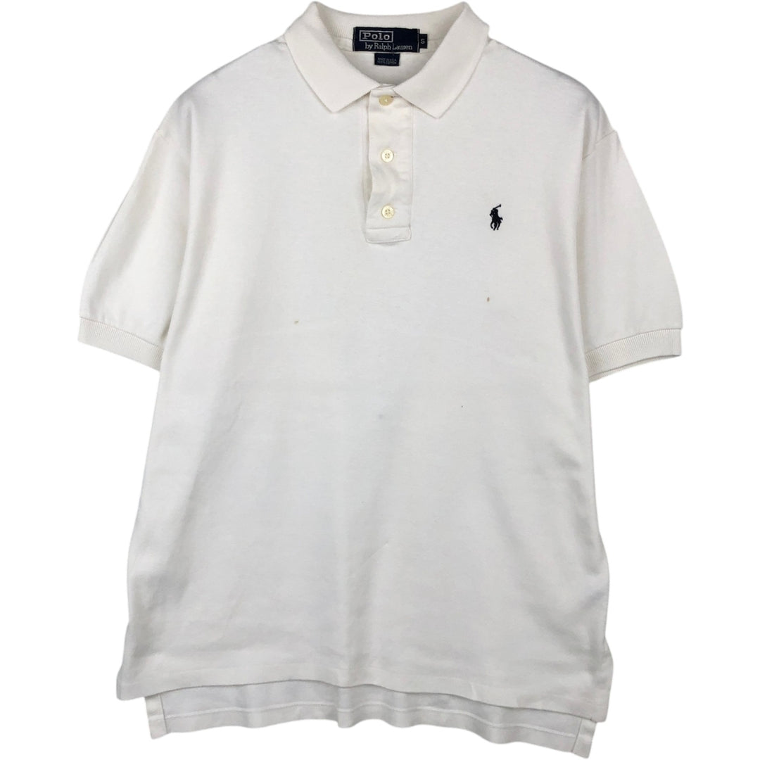 1990'S Ralph Lauren POLO by Ralph Lauren Short-Sleeve Polo Shirt, Made in USA, Men's Size S (Equivalent), Vintage cotton white type Vintage Second Hand