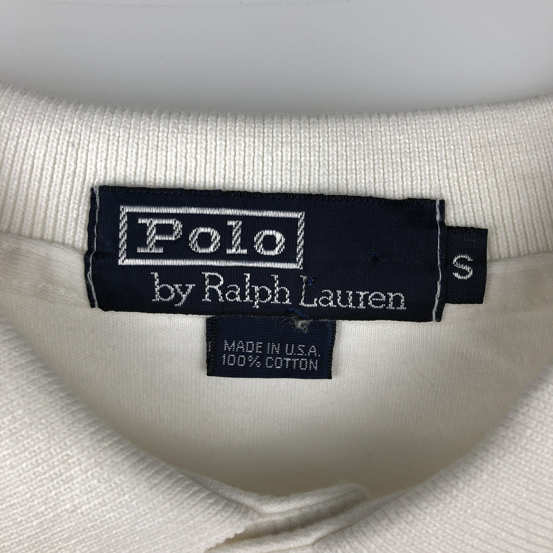 1990'S Ralph Lauren POLO by Ralph Lauren Short-Sleeve Polo Shirt, Made in USA, Men's Size S (Equivalent), Vintage cotton white type Vintage Second Hand