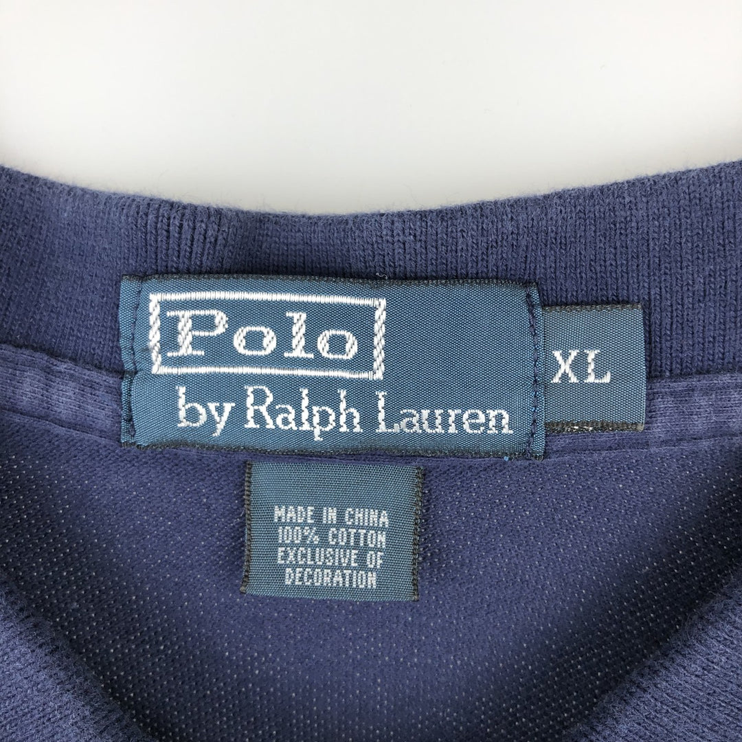Ralph Lauren POLO by Ralph Lauren short sleeve polo shirt, men's XL size cotton navy blue type Vintage Second Hand