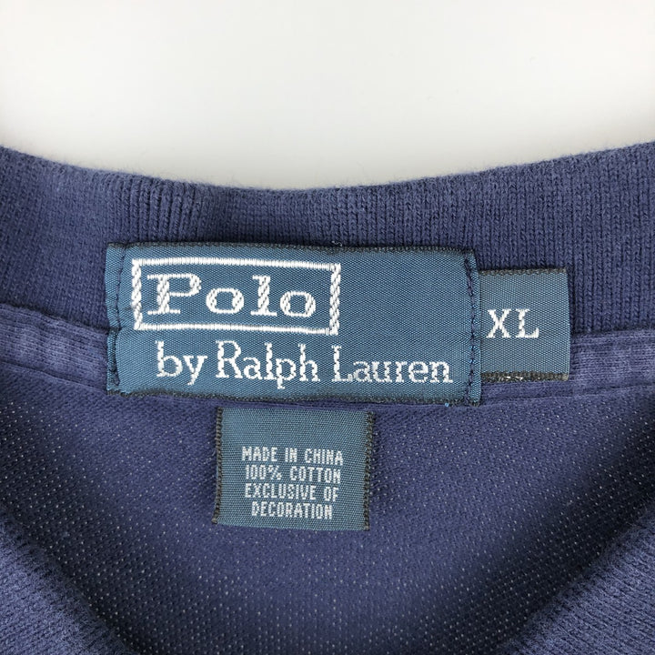 Ralph Lauren POLO by Ralph Lauren short sleeve polo shirt, men's XL size cotton navy blue type Vintage Second Hand