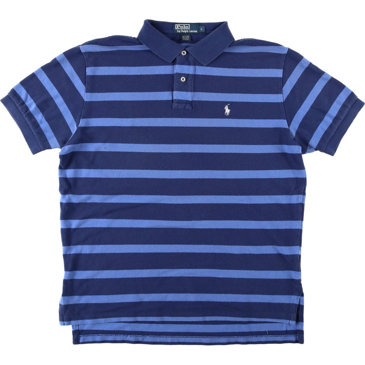 Ralph Lauren POLO by Ralph Lauren short sleeve striped polo shirt, men's size M cotton navy blue type Vintage Second Hand
