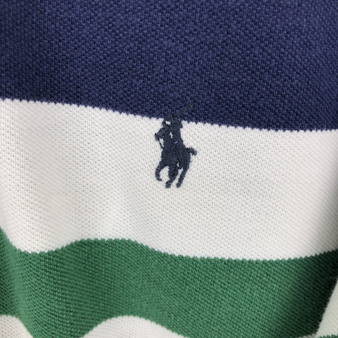 Ralph Lauren POLO by Ralph Lauren short sleeve striped polo shirt, men's XL size cotton white type Vintage Second Hand