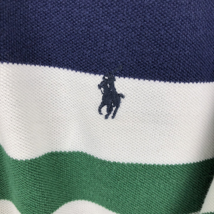 Ralph Lauren POLO by Ralph Lauren short sleeve striped polo shirt, men's XL size cotton white type Vintage Second Hand