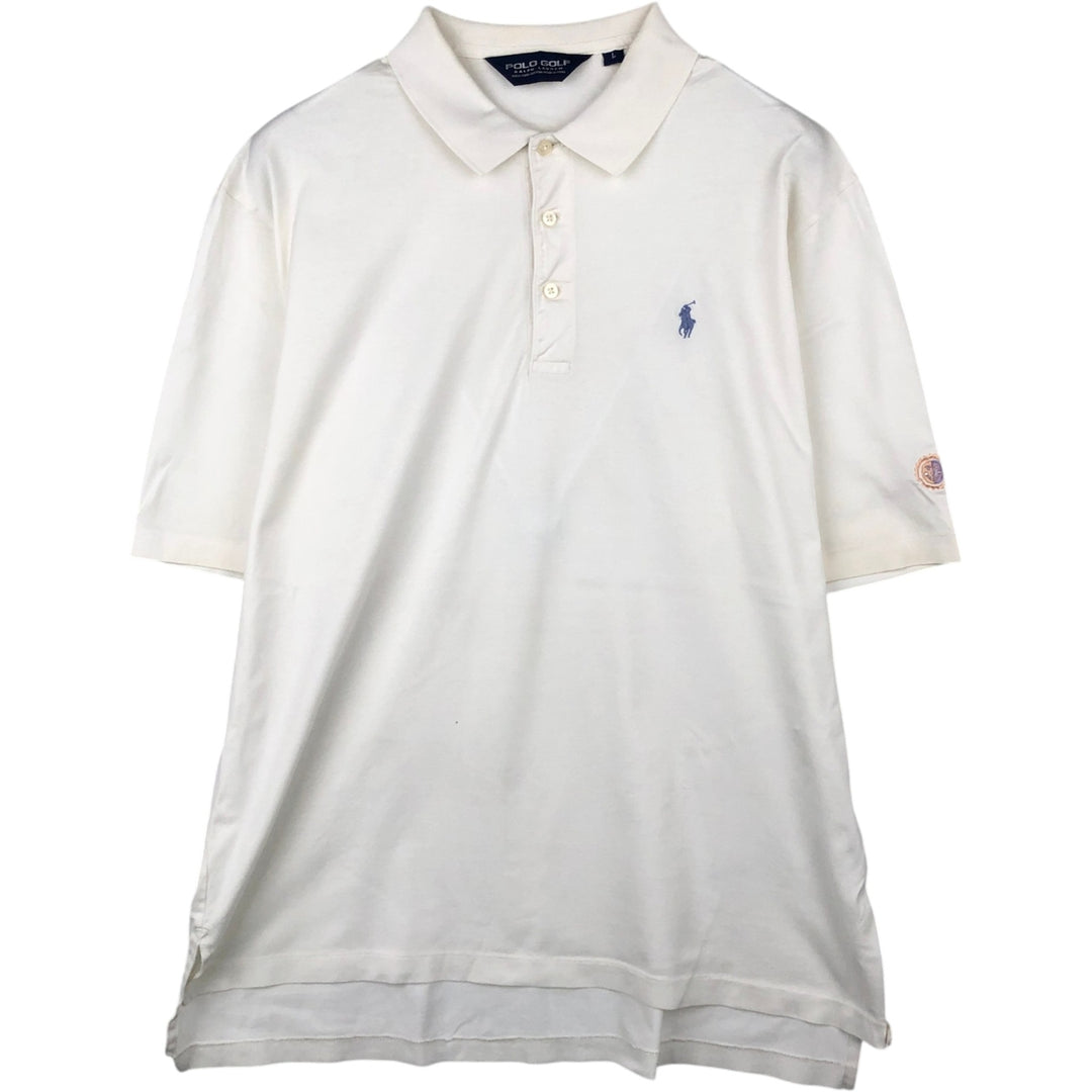 Ralph Lauren POLO GOLF Polo Golf short sleeve polo shirt for men size L Pima Cotton white type Vintage Second Hand