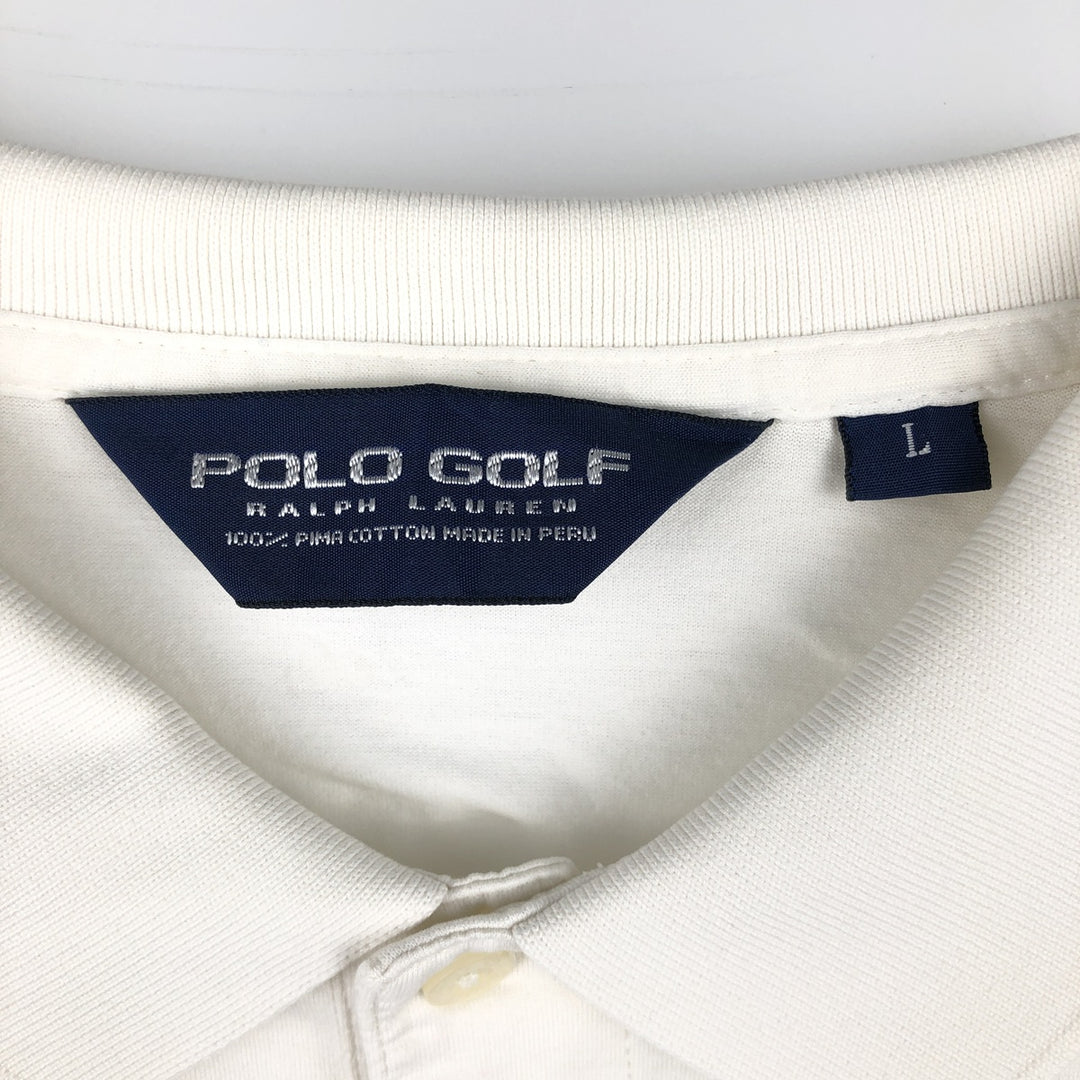 Ralph Lauren POLO GOLF Polo Golf short sleeve polo shirt for men size L Pima Cotton white type Vintage Second Hand