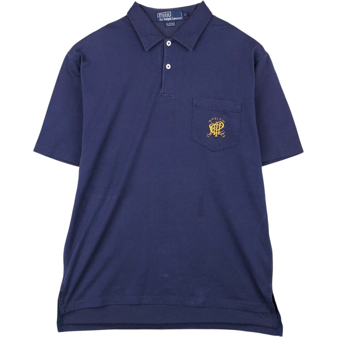 Ralph Lauren POLO by Ralph Lauren short sleeve polo shirt, men's size L cotton navy blue type Vintage Second Hand