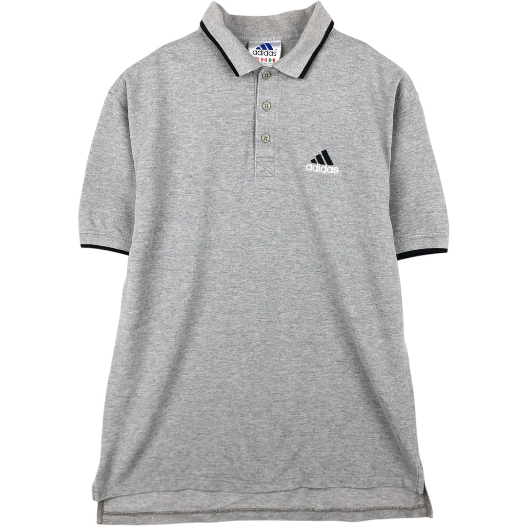 90'S Adidas short-sleeved polo shirt, men's size M equivalent, vintage. cotton gray type Vintage Second Hand