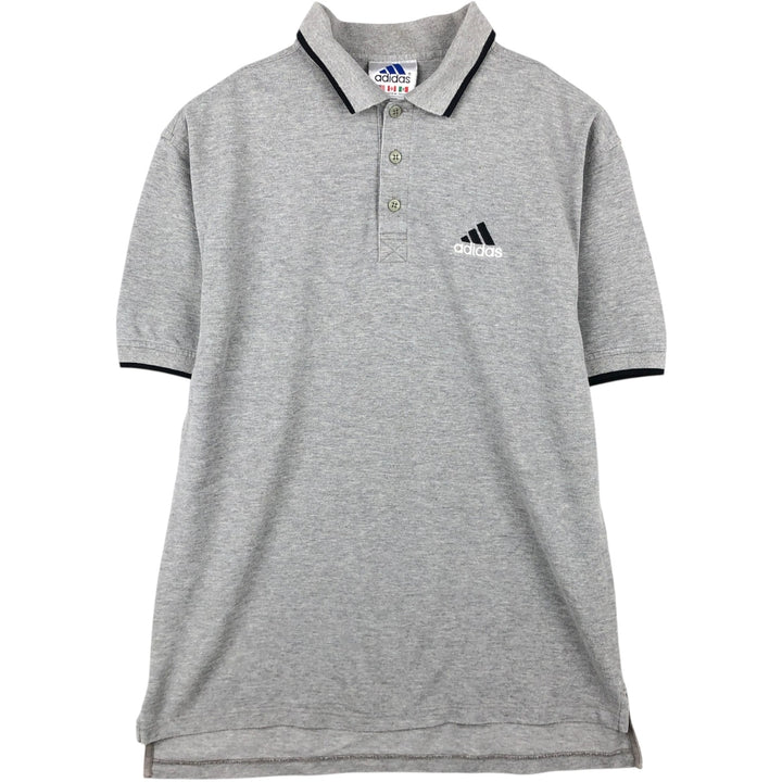 90'S Adidas short-sleeved polo shirt, men's size M equivalent, vintage. cotton gray type Vintage Second Hand