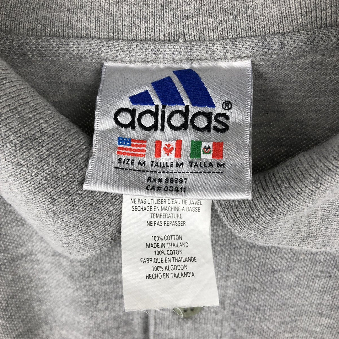 90'S Adidas short-sleeved polo shirt, men's size M equivalent, vintage. cotton gray type Vintage Second Hand