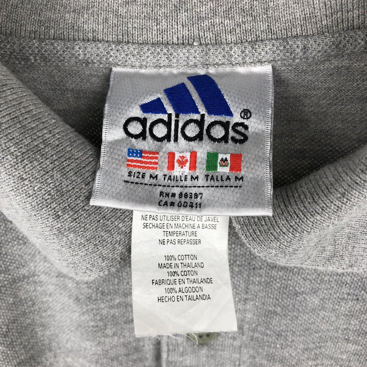 90'S Adidas short-sleeved polo shirt, men's size M equivalent, vintage. cotton gray type Vintage Second Hand