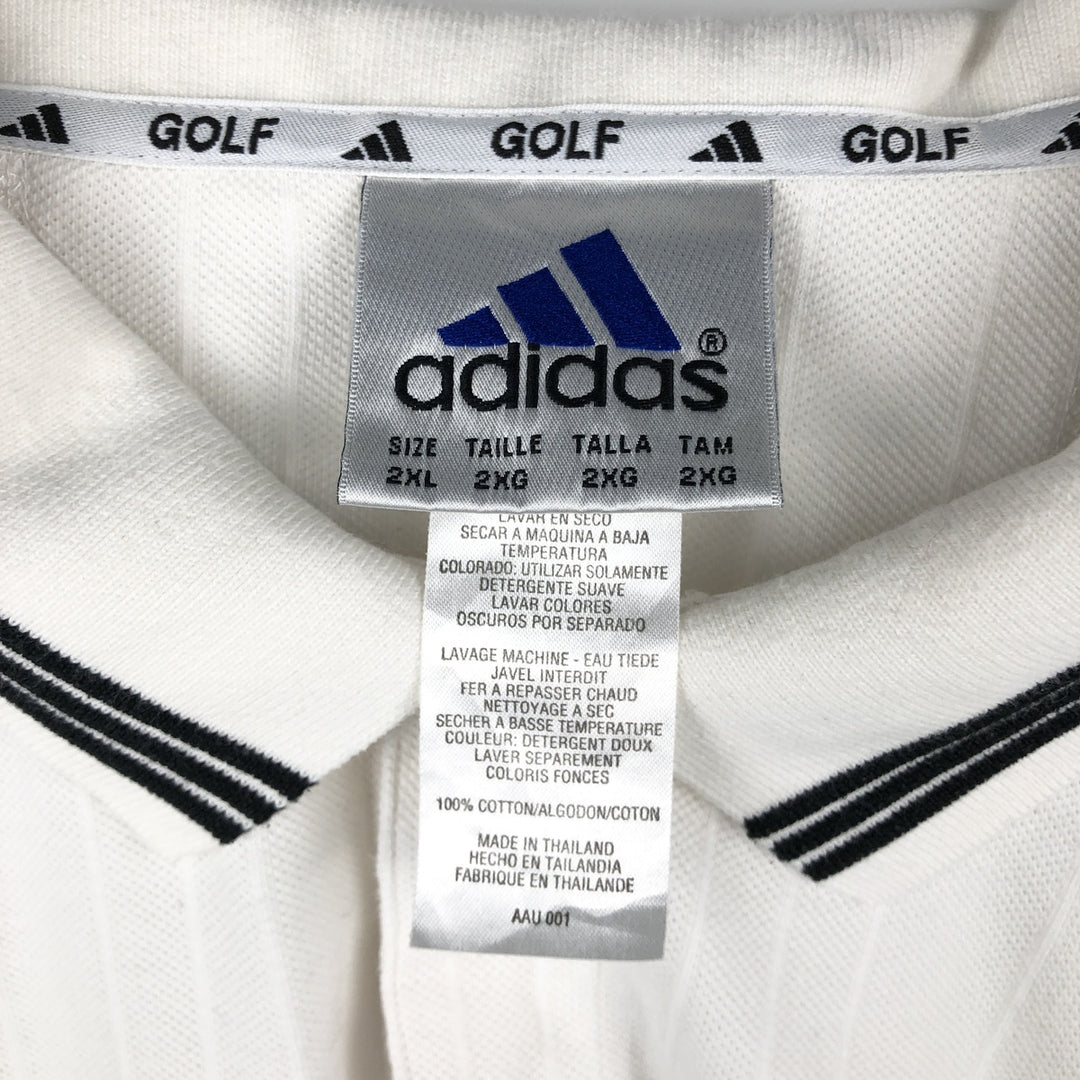 90'S Adidas Golf Short-Sleeve Polo Shirt, Men's XXL (approx.), Vintage cotton white type Vintage Second Hand