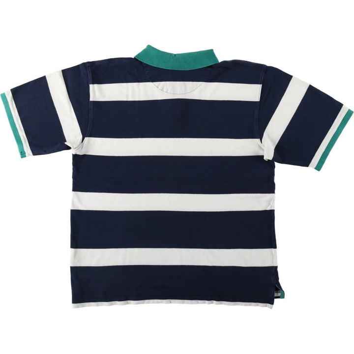 1990'S Eddie Bauer Short-Sleeve Striped Polo Shirt, Men's Size L (approx.), Vintage cotton navy blue type Vintage Second Hand