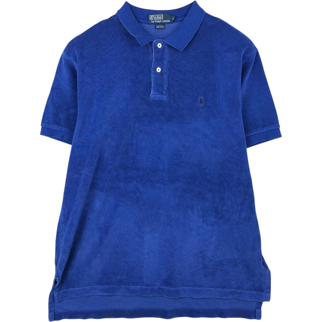 Ralph Lauren POLO by Ralph Lauren terry short-sleeved polo shirt, men's size L cotton blue type Vintage Second Hand