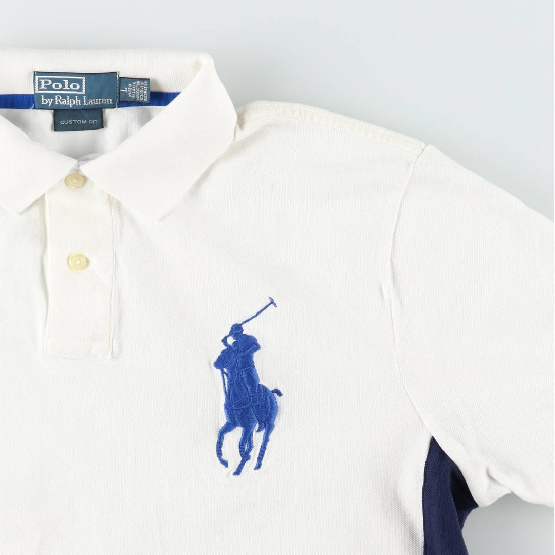 Ralph Lauren POLO by Ralph Lauren CUSTOM FIT Big Pony Short Sleeve Polo Shirt Men's L size cotton white type Vintage Second Hand
