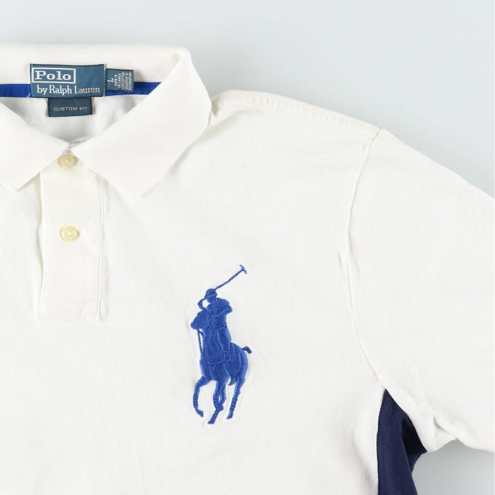 Ralph Lauren POLO by Ralph Lauren CUSTOM FIT Big Pony Short Sleeve Polo Shirt Men's L size cotton white type Vintage Second Hand