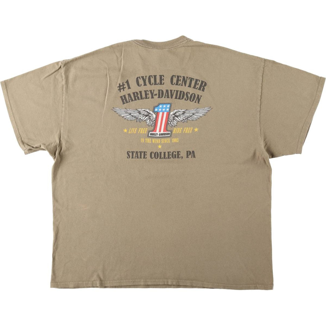 Harley-Davidson Stars and Stripes Motorcycle T-Shirt, Men's XXL cotton Beige type Vintage Second Hand