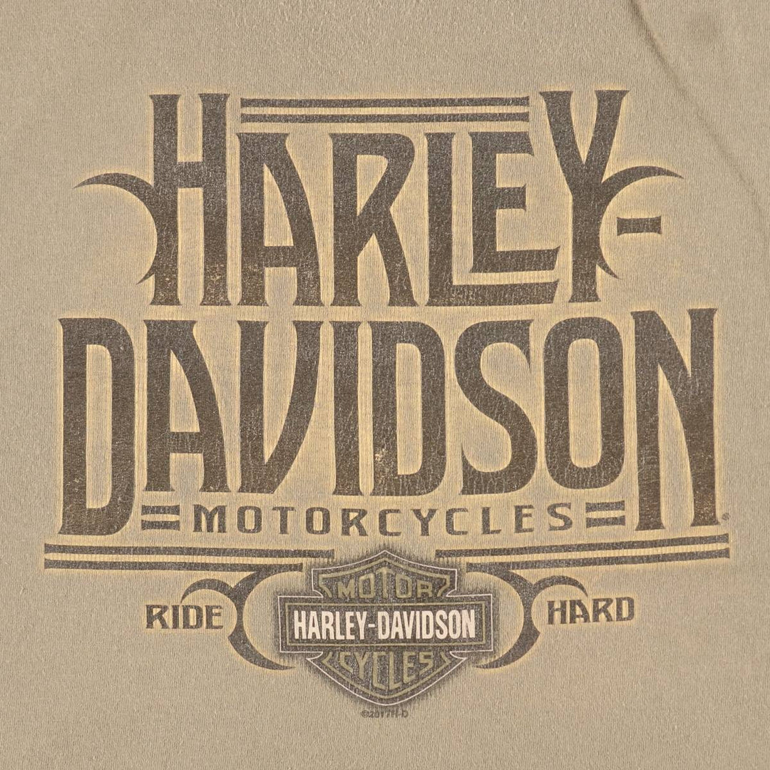 Harley-Davidson Stars and Stripes Motorcycle T-Shirt, Men's XXL cotton Beige type Vintage Second Hand