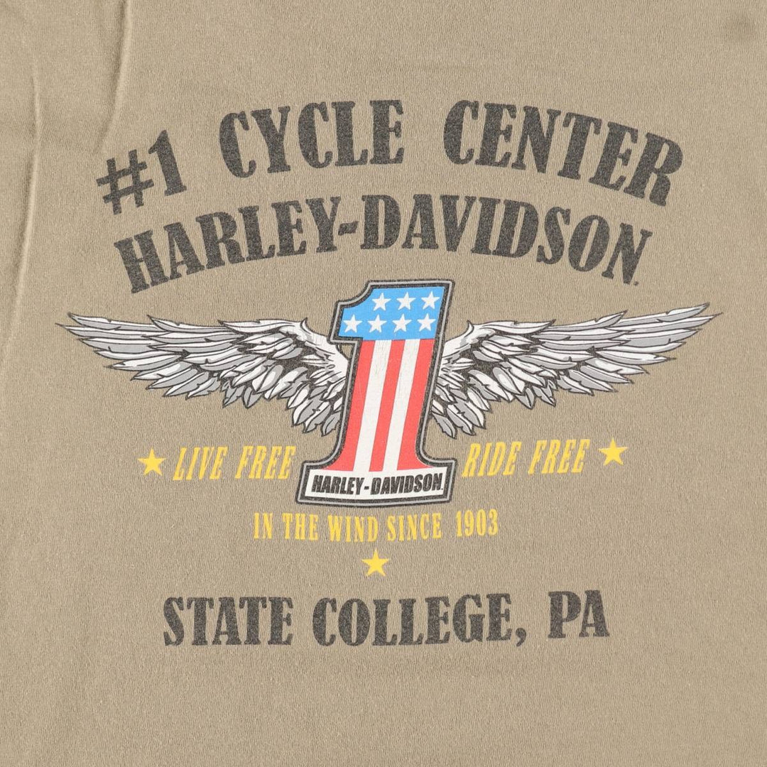 Harley-Davidson Stars and Stripes Motorcycle T-Shirt, Men's XXL cotton Beige type Vintage Second Hand