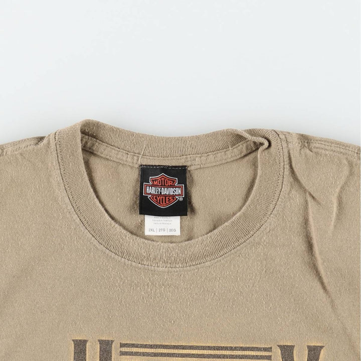 Harley-Davidson Stars and Stripes Motorcycle T-Shirt, Men's XXL cotton Beige type Vintage Second Hand