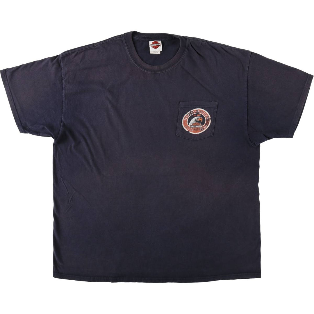 Hanes BEEFY-T Harley-Davidson Eagle Pattern Motorcycle T-Shirt, Men's XXL (approx.) cotton navy blue type Vintage Second Hand
