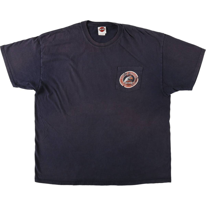 Hanes BEEFY-T Harley-Davidson Eagle Pattern Motorcycle T-Shirt, Men's XXL (approx.) cotton navy blue type Vintage Second Hand