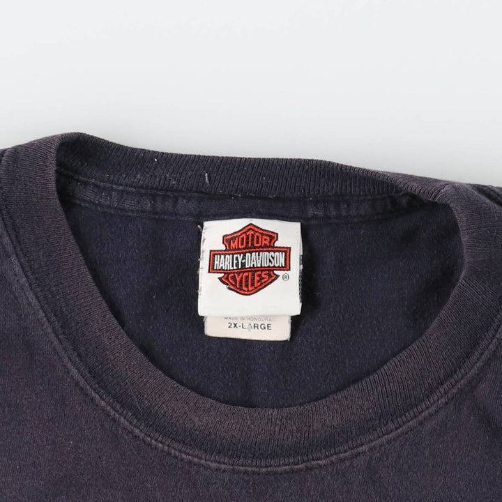 Hanes BEEFY-T Harley-Davidson Eagle Pattern Motorcycle T-Shirt, Men's XXL (approx.) cotton navy blue type Vintage Second Hand