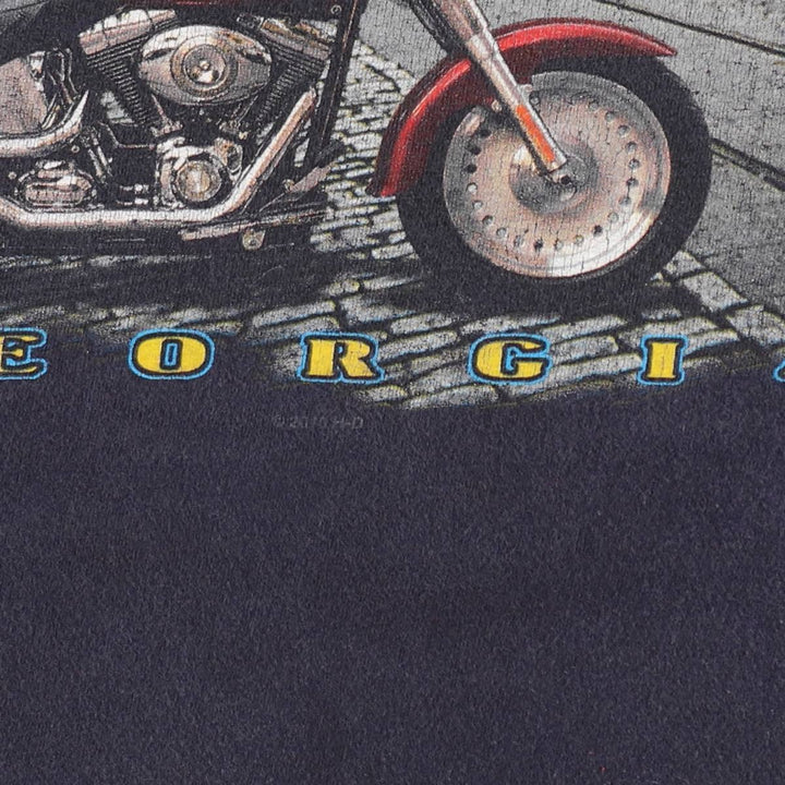 Hanes BEEFY-T Harley-Davidson Eagle Pattern Motorcycle T-Shirt, Men's XXL (approx.) cotton navy blue type Vintage Second Hand