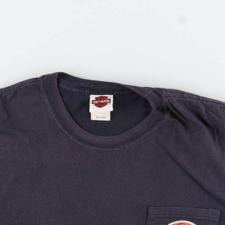 Hanes BEEFY-T Harley-Davidson Eagle Pattern Motorcycle T-Shirt, Men's XXL (approx.) cotton navy blue type Vintage Second Hand