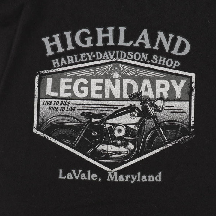 Harley-Davidson Eagle Pattern Motorcycle Bike T-shirt Men's XL cotton black type Vintage Second Hand