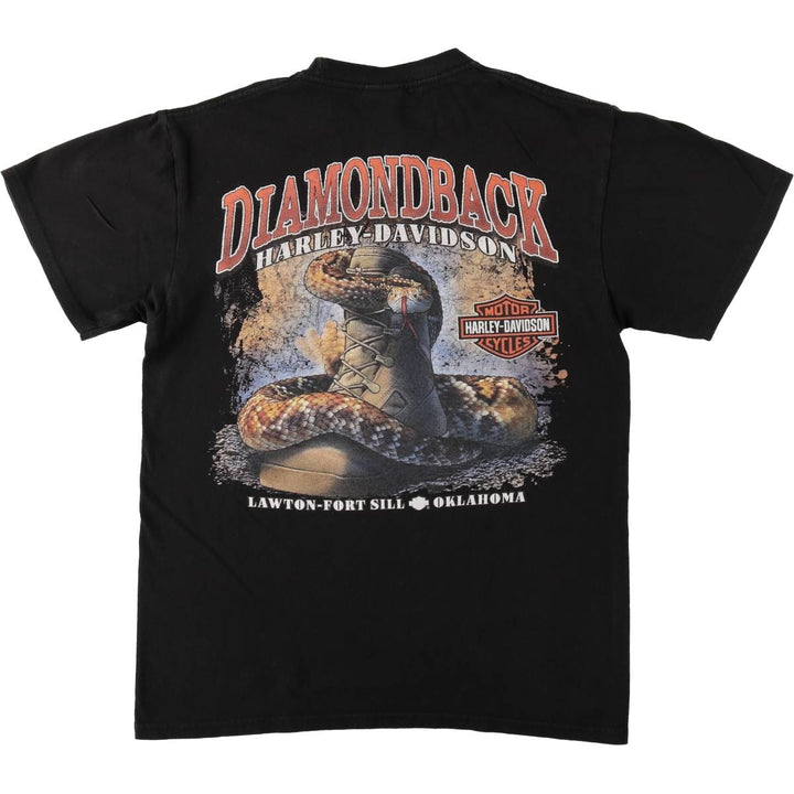 Harley-Davidson Snake Pattern Python Motorcycle T-Shirt, Men's Size M (approx.) cotton black type Vintage Second Hand