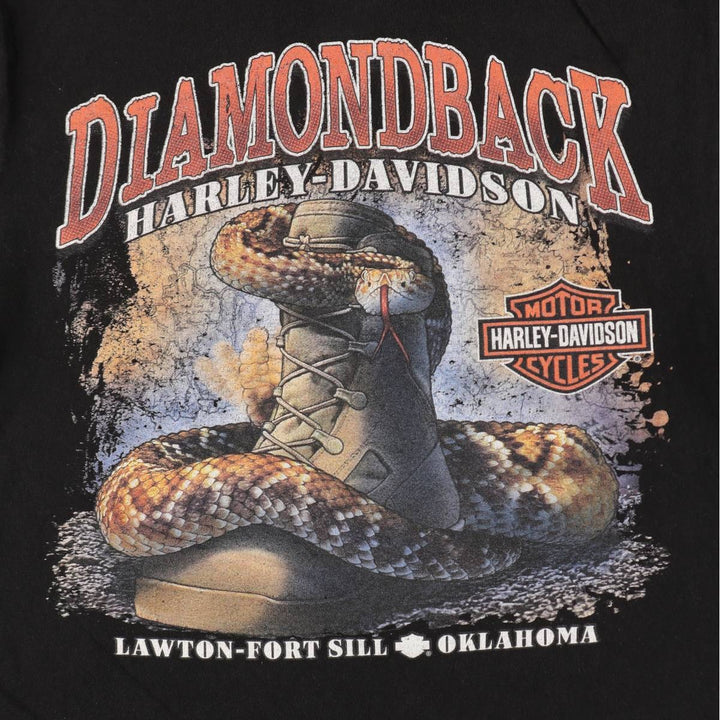 Harley-Davidson Snake Pattern Python Motorcycle T-Shirt, Men's Size M (approx.) cotton black type Vintage Second Hand