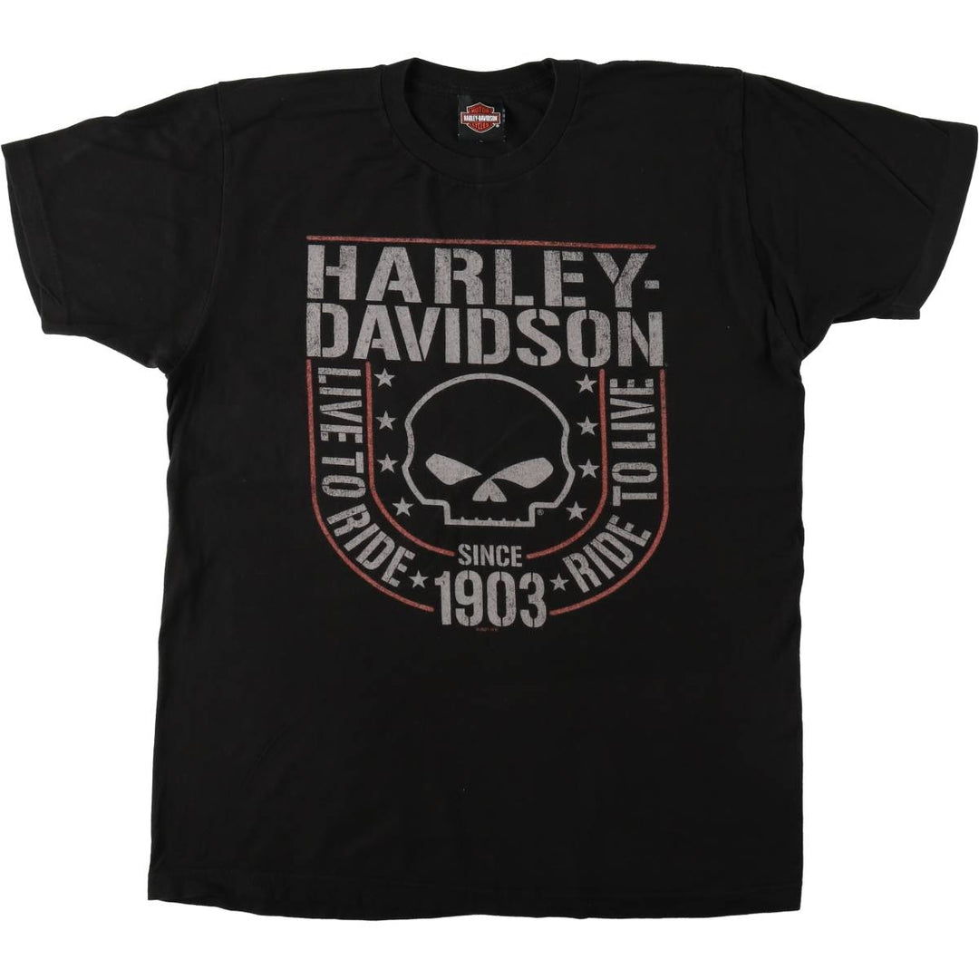 Harley-Davidson Skull Pattern Motorcycle Bike T-shirt Men's M size unclear black type Vintage Second Hand