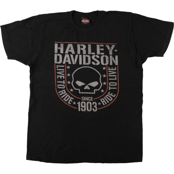 Harley-Davidson Skull Pattern Motorcycle Bike T-shirt Men's M size unclear black type Vintage Second Hand